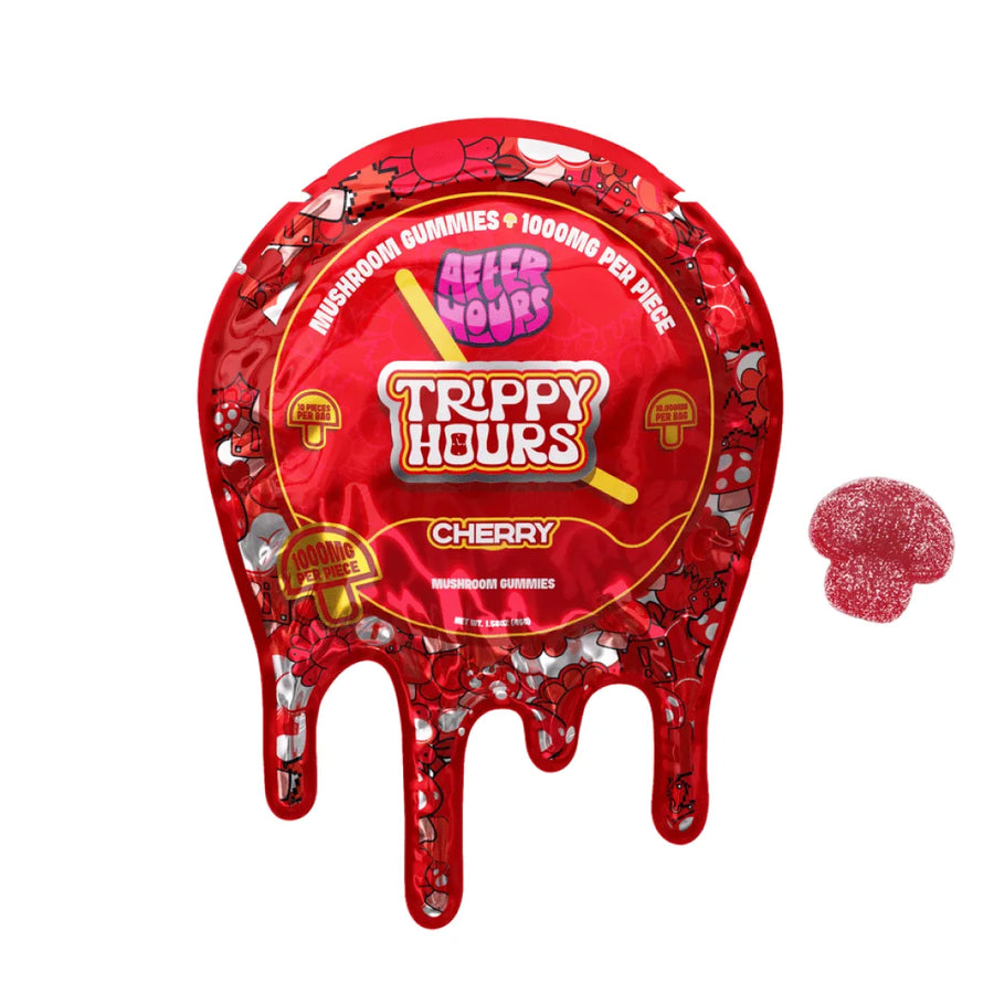 After Hours Magic Mushroom Gummies Cherry, 10 ct bag, front of pack