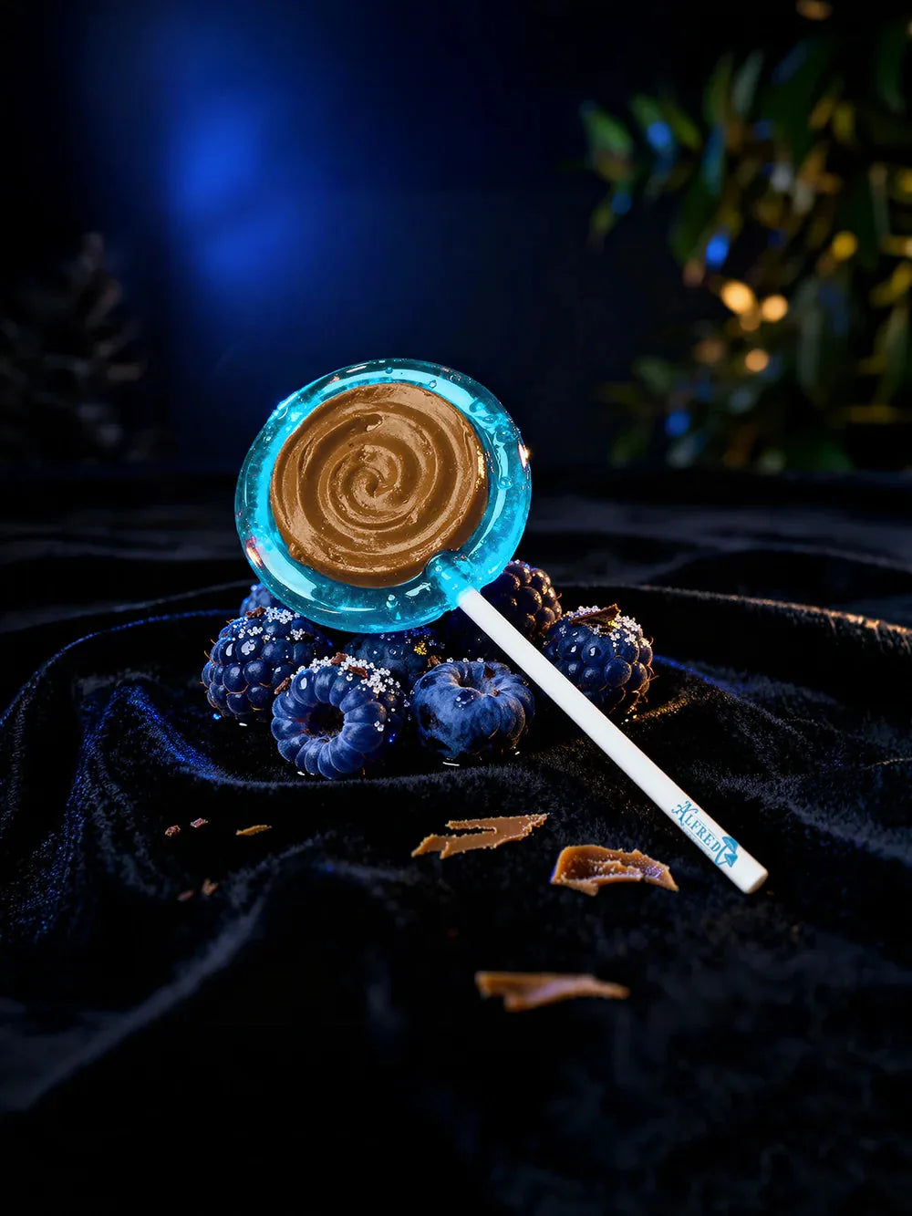 Alfred Topshelf LolliTrip mushroom lollipop, Blue Codex blue raspberry flavor, product photo