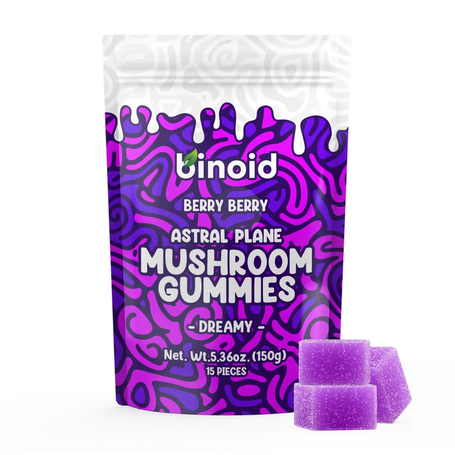 Binoid Astral Plane Mushroom Gummies, Berry Berry, 15 count pack front