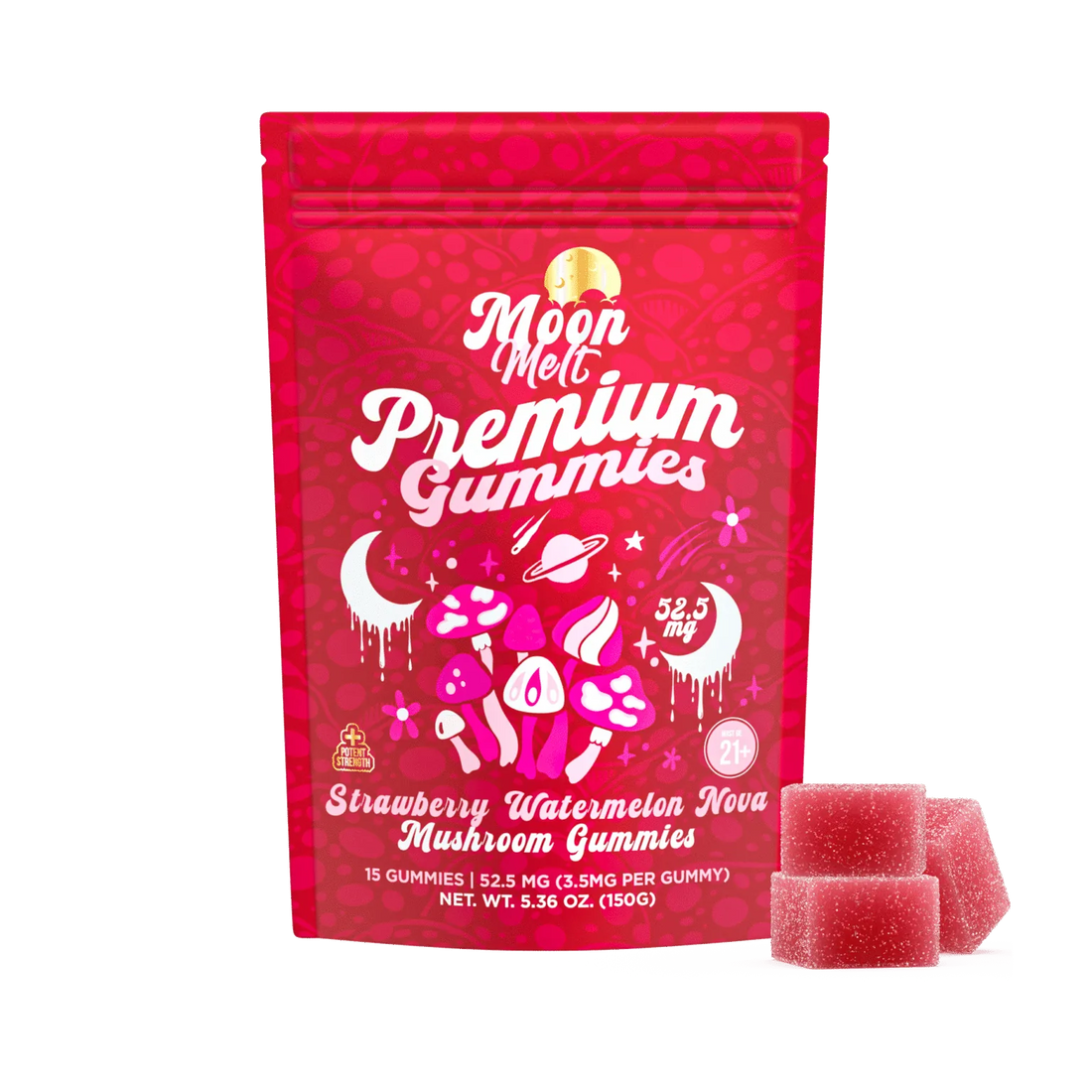 Binoid Moon Melt Visual Mushroom Gummies, Strawberry Watermelon Nova, 15 count pack