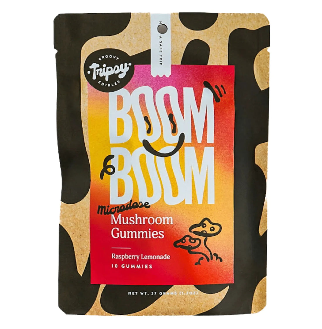 Boom Boom Microdose Mushroom Gummies, Raspberry Lemonade flavor, bag
