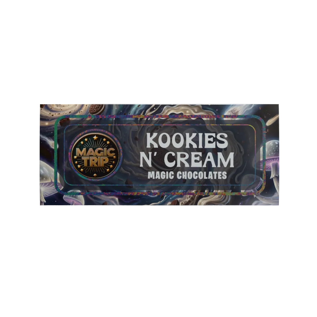 Magic Trip Mushroom Chocolate Bar, Kookies n' Cream flavor, square product photo
