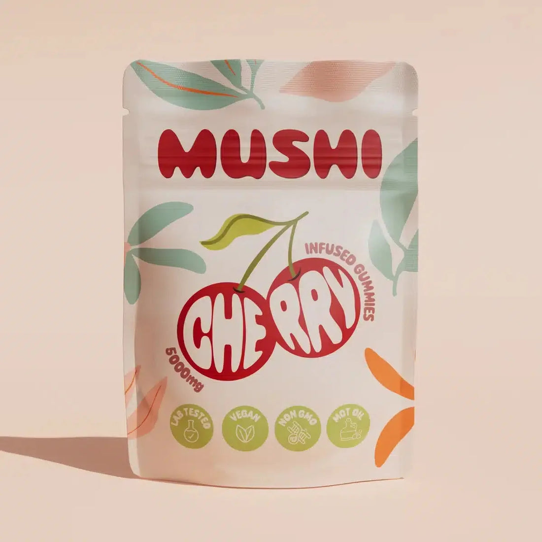 Mushi Mushroom Infused Gummies Cherry, 5 ct bag, Cherry