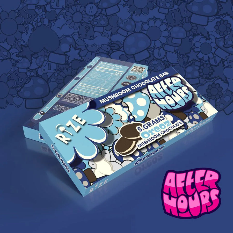 After Hours x Rize Magic Mushroom Bar, Oreoz flavor, 5 g blend chocolate bar packaging