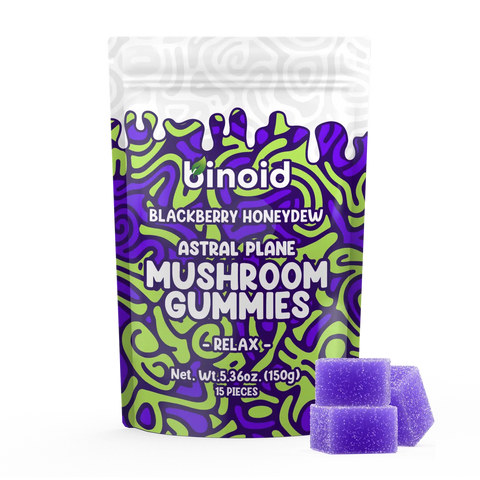 Binoid Astral Plane Mushroom Gummies, Blackberry Honeydew, 15 count pack front