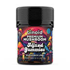 Binoid Euphorix Mushroom Gummies, mixed flavor jar with all three flavors, 20 count