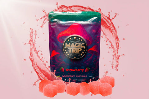 Magic Trip Mushroom Gummies, Strawberry, 8 count pouch
