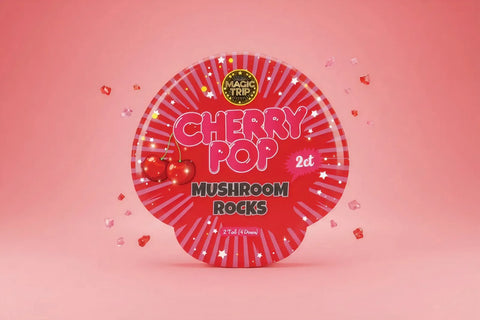 Magic Trip Mushroom Rocks, Cherry Pop, one pack of fizzy popping candy
