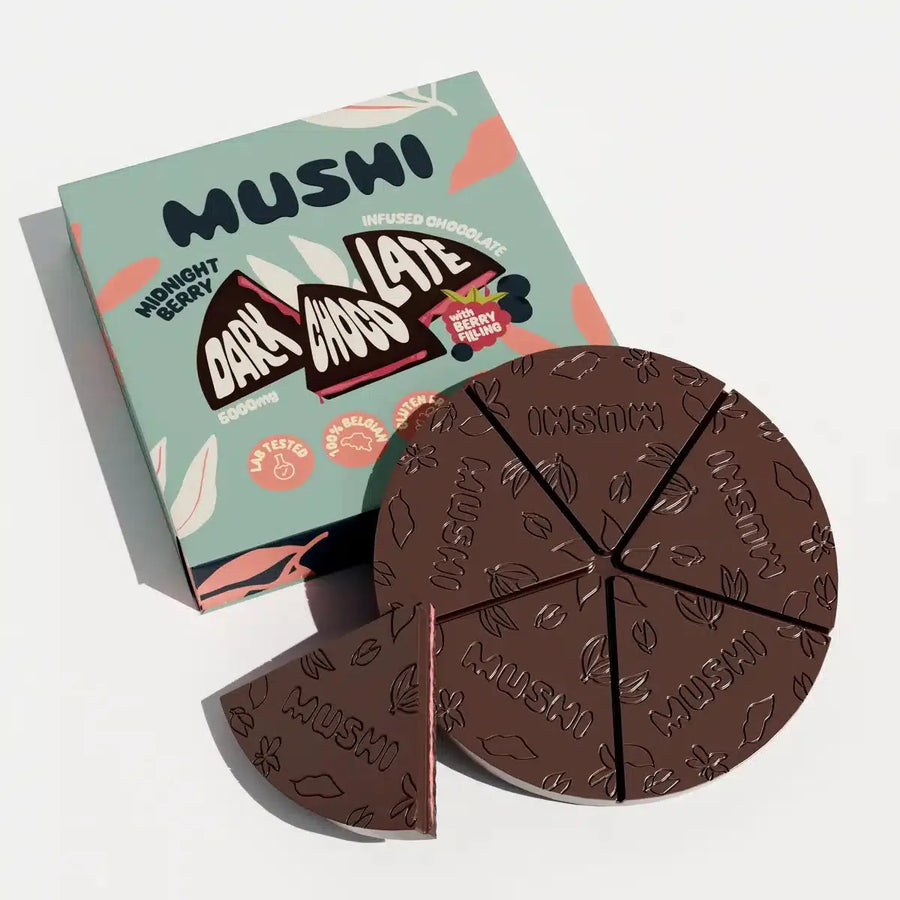 Mushi Mushroom Infused Chocolate, bar, Midnight Berry