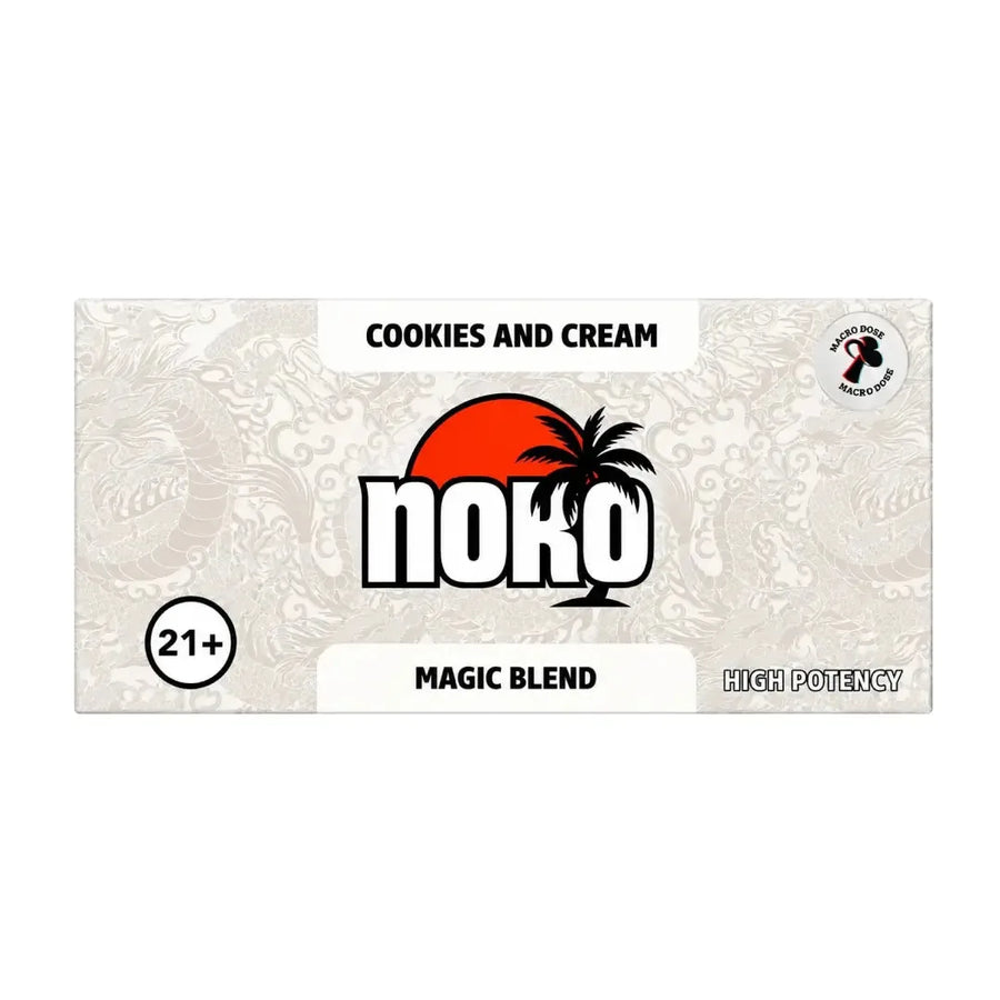 Noko Magic Mushroom Chocolate Bar, Cookies and Cream flavor, bar packaging, front view