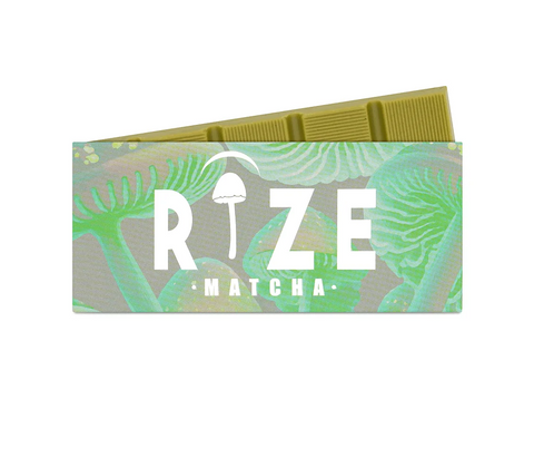 Rize Magic Mushroom Bar, Matcha flavor, 5 g chocolate bar packaging, front view